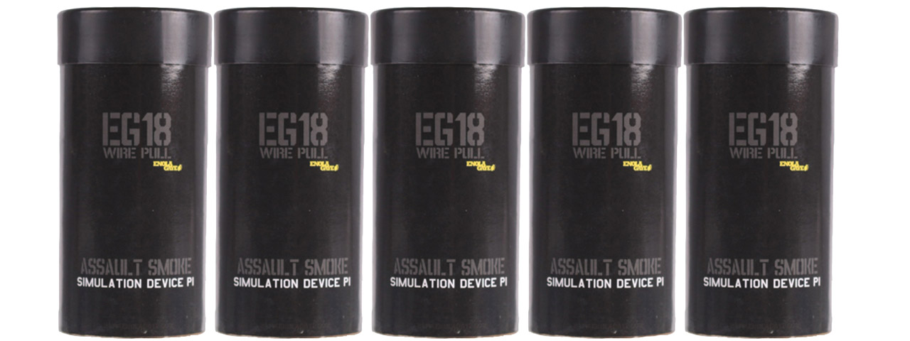 Enola Gaye EG18 Wire Pull High Output Large Smoke Grenade Pack of 5 (Color: Black) - Click Image to Close
